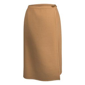 Hermes Vintage Wrap Skirt Camel Wool Unique Hardware 38 / 6